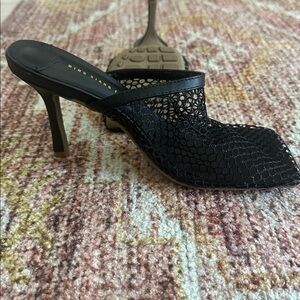 Black Mesh Heeled Sandals
